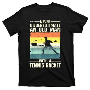 Cool Tennis Art For Grandpa Tennis Player Racket Sport T-Shirt