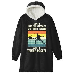 Cool Tennis Art For Grandpa Tennis Player Racket Sport Hooded Wearable Blanket