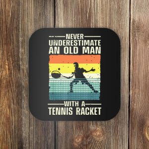 Cool Tennis Art For Grandpa Tennis Player Racket Sport Coaster