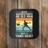 Cool Tennis Art For Grandpa Tennis Player Racket Sport Coaster