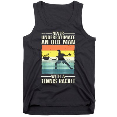 Cool Tennis Art For Grandpa Tennis Player Racket Sport Tank Top