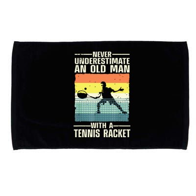 Cool Tennis Art For Grandpa Tennis Player Racket Sport Microfiber Hand Towel