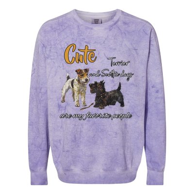 Cute Terrier And Scottie Dogs Are My Favorite People Gift Colorblast Crewneck Sweatshirt