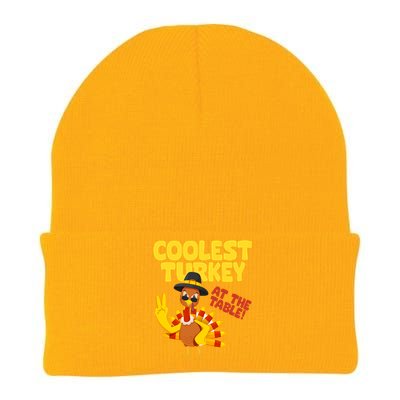 Coolest Turkey At The Table Thanksgiving Funny Knit Cap Winter Beanie