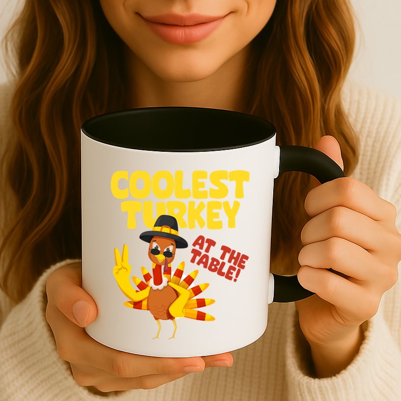 Coolest Turkey At The Table Thanksgiving Funny Mug