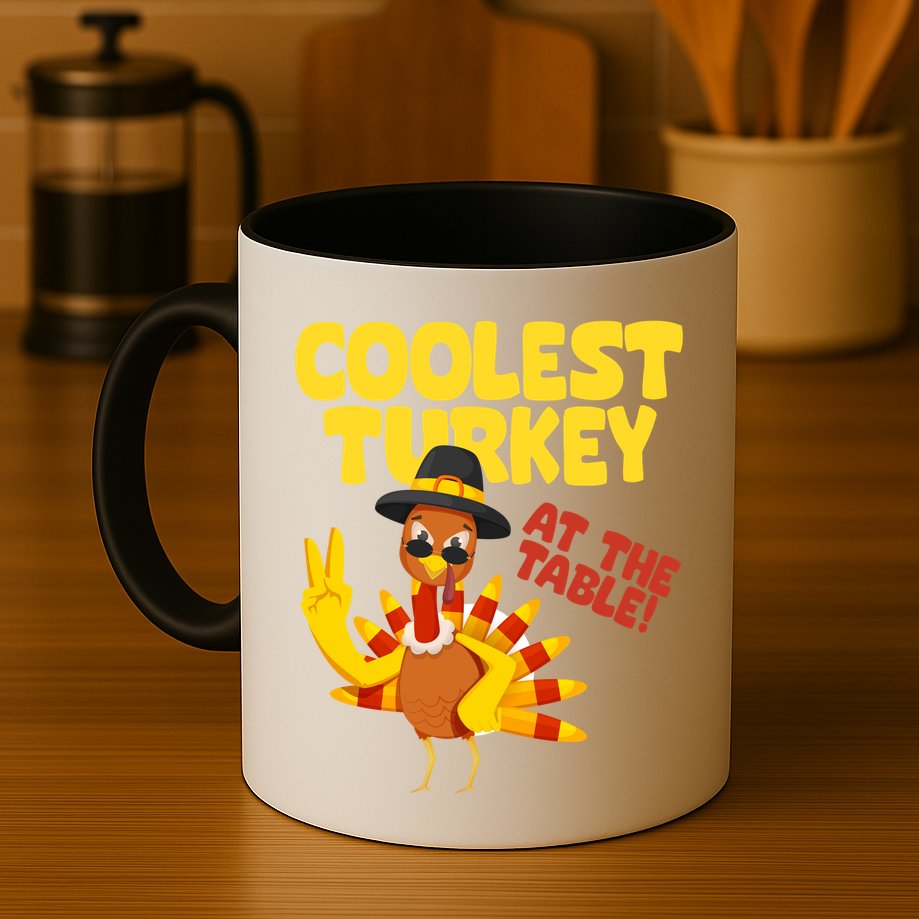 Coolest Turkey At The Table Thanksgiving Funny Mug