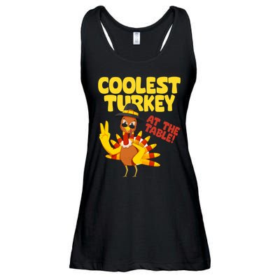 Coolest Turkey At The Table Thanksgiving Funny Ladies Essential Flowy Tank