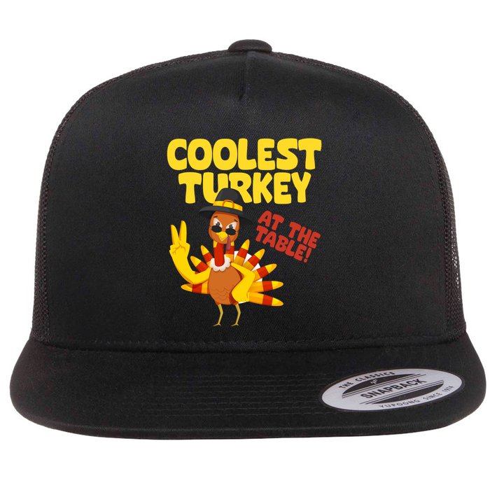 Coolest Turkey At The Table Thanksgiving Funny Flatbill Hat
