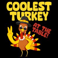 Coolest Turkey At The Table Thanksgiving Funny Flatbill Hat