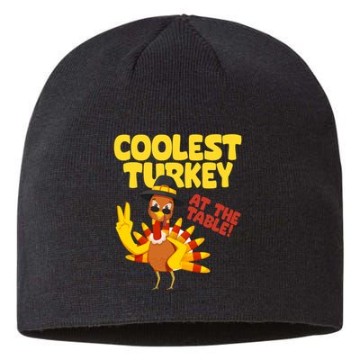 Coolest Turkey At The Table Thanksgiving Funny Sustainable Beanie