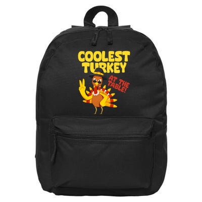 Coolest Turkey At The Table Thanksgiving Funny 16 in Basic Backpack