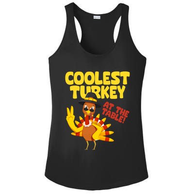 Coolest Turkey At The Table Thanksgiving Funny Ladies PosiCharge Competitor Racerback Tank