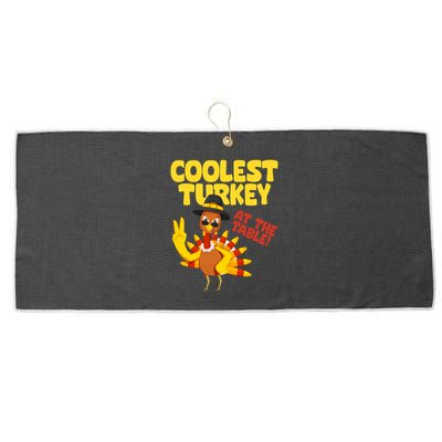 Coolest Turkey At The Table Thanksgiving Funny Large Microfiber Waffle Golf Towel