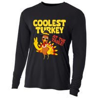 Coolest Turkey At The Table Thanksgiving Funny Cooling Performance Long Sleeve Crew