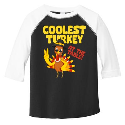 Coolest Turkey At The Table Thanksgiving Funny Toddler Fine Jersey T-Shirt