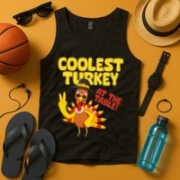 Coolest Turkey At The Table Thanksgiving Funny Tank Top