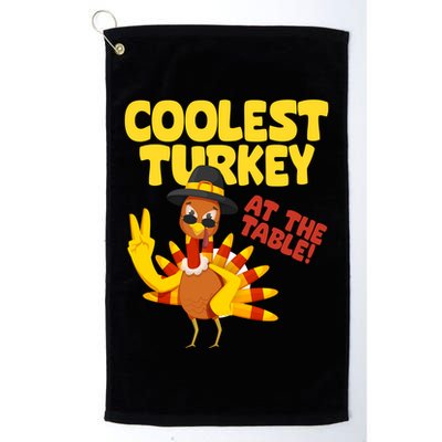 Coolest Turkey At The Table Thanksgiving Funny Golf Towel