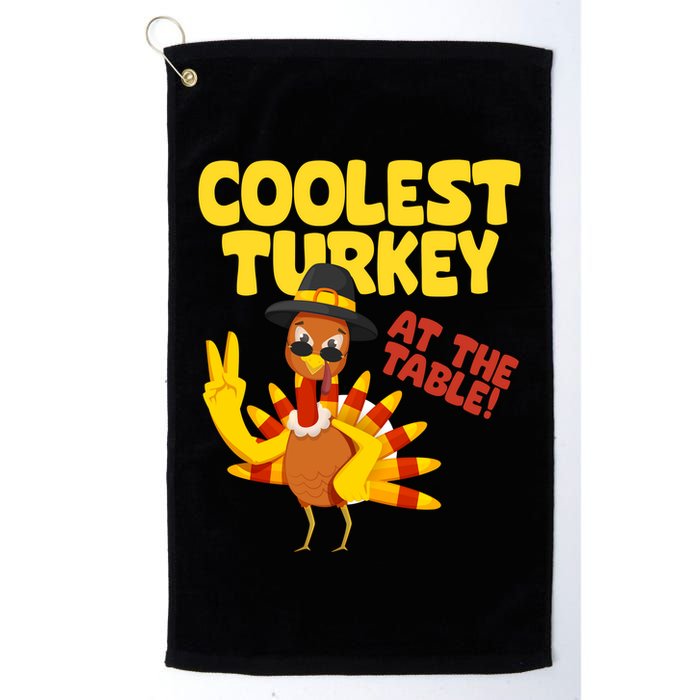 Coolest Turkey At The Table Thanksgiving Funny Golf Towel