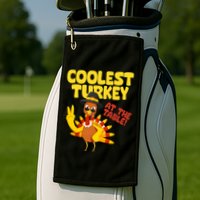 Coolest Turkey At The Table Thanksgiving Funny Golf Towel