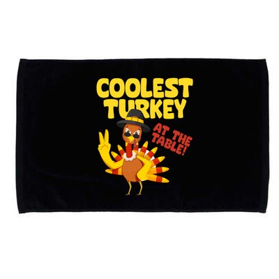 Coolest Turkey At The Table Thanksgiving Funny Microfiber Hand Towel