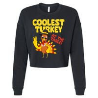 Coolest Turkey At The Table Thanksgiving Funny Cropped Pullover Crew