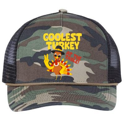 Coolest Turkey At The Table Thanksgiving Funny Retro Rope Trucker Hat Cap