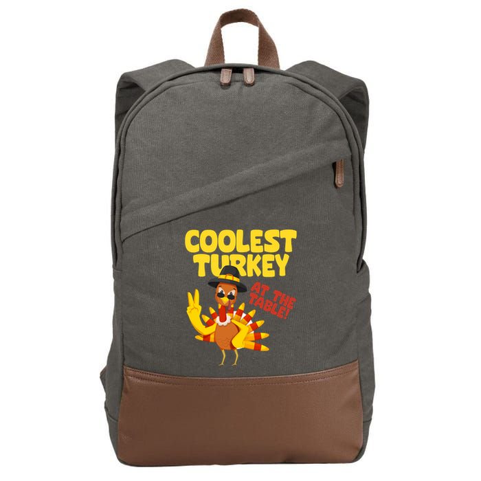 Coolest Turkey At The Table Thanksgiving Funny Cotton Canvas Backpack