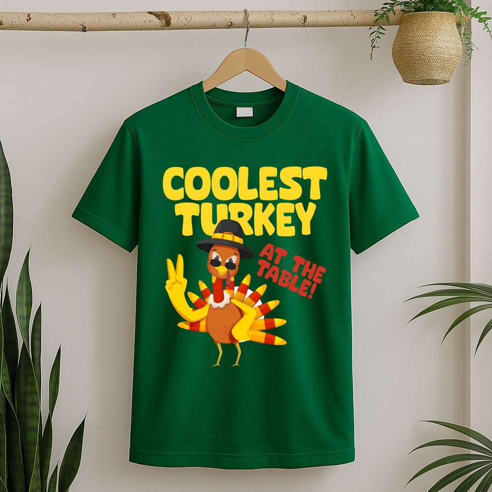 Coolest Turkey At The Table Thanksgiving Funny T-Shirt