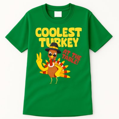 Coolest Turkey At The Table Thanksgiving Funny Tall T-Shirt