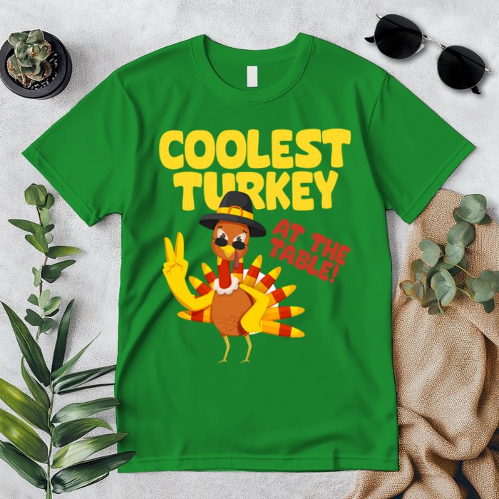 Coolest Turkey At The Table Thanksgiving Funny Premium T-Shirt