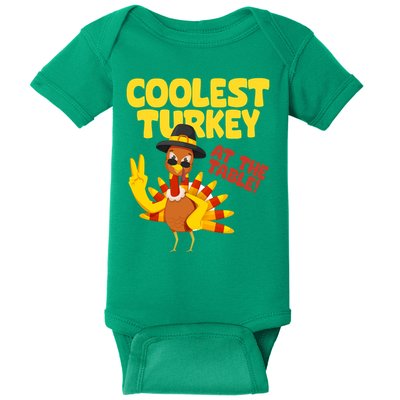 Coolest Turkey At The Table Thanksgiving Funny Baby Bodysuit