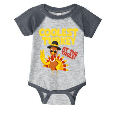 Coolest Turkey At The Table Thanksgiving Funny Infant Baby Jersey Bodysuit