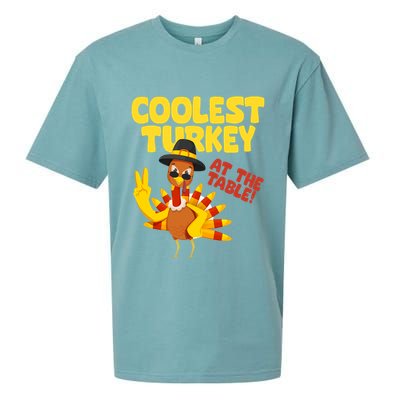 Coolest Turkey At The Table Thanksgiving Funny Sueded Cloud Jersey T-Shirt