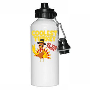 Coolest Turkey At The Table Thanksgiving Funny Aluminum Water Bottle