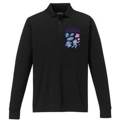 Conspiracy Theories Alien Space Performance Long Sleeve Polo