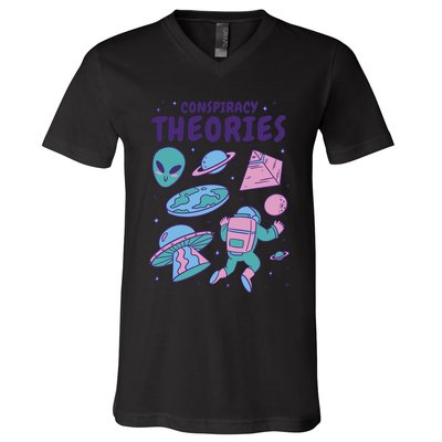Conspiracy Theories Alien Space V-Neck T-Shirt