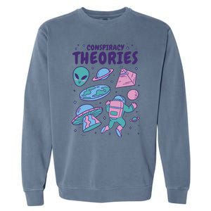 Conspiracy Theories Alien Space Garment-Dyed Sweatshirt