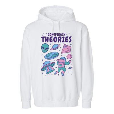 Conspiracy Theories Alien Space Garment-Dyed Fleece Hoodie