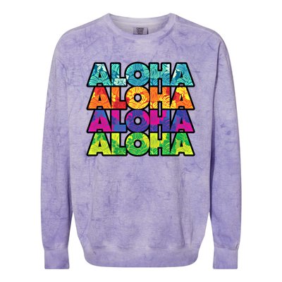 Colorful Tropical Aloha Hawaiian Hawaii Colorblast Crewneck Sweatshirt