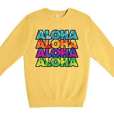 Colorful Tropical Aloha Hawaiian Hawaii Premium Crewneck Sweatshirt