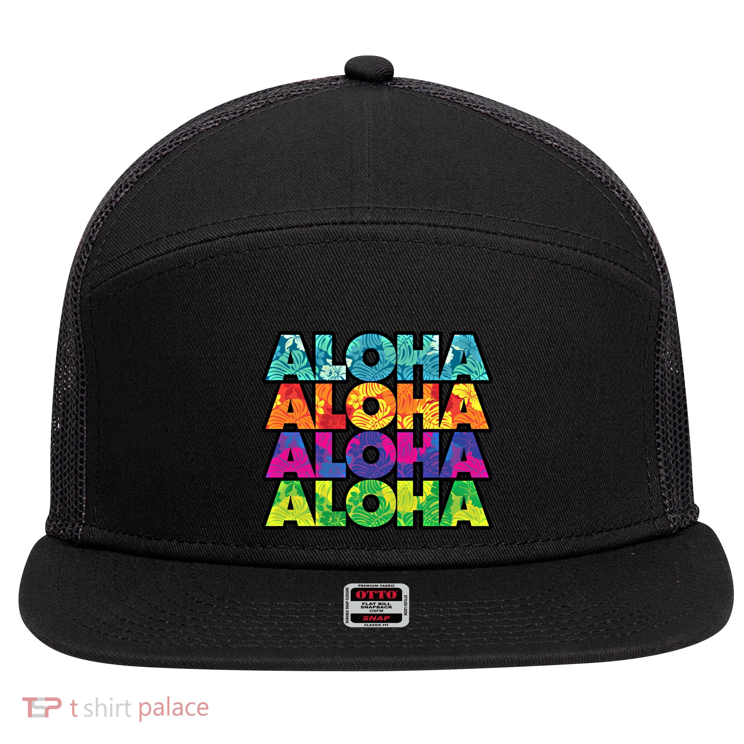 Colorful Tropical Aloha Hawaiian Hawaii 7 Panel Mesh Trucker Snapback Hat