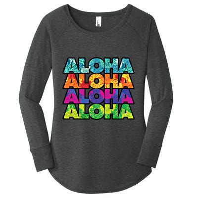 Colorful Tropical Aloha Hawaiian Hawaii Women's Perfect Tri Tunic Long Sleeve Shirt