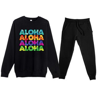 Colorful Tropical Aloha Hawaiian Hawaii Premium Crewneck Sweatsuit Set