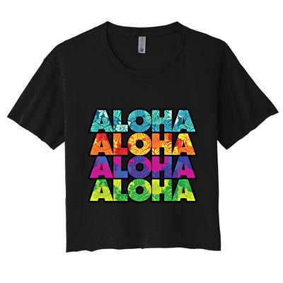 Colorful Tropical Aloha Hawaiian Hawaii Crop Top