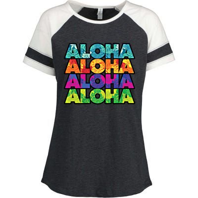 Colorful Tropical Aloha Hawaiian Hawaii Enza Ladies Jersey Colorblock Tee