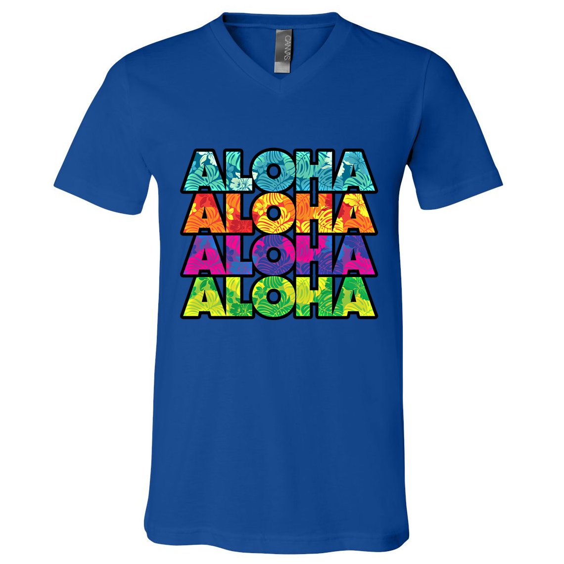 Colorful Tropical Aloha Hawaiian Hawaii V-Neck T-Shirt
