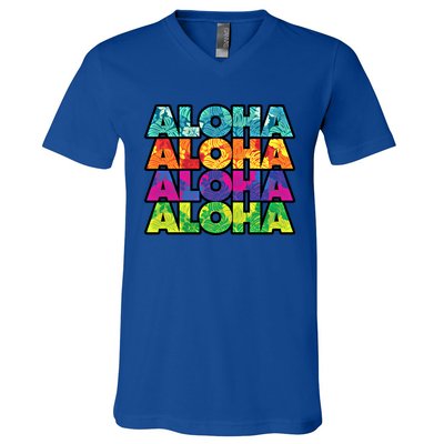 Colorful Tropical Aloha Hawaiian Hawaii V-Neck T-Shirt