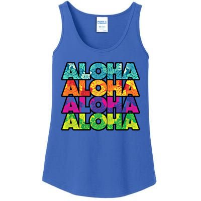 Colorful Tropical Aloha Hawaiian Hawaii Ladies Essential Tank