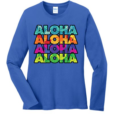 Colorful Tropical Aloha Hawaiian Hawaii Ladies Long Sleeve Shirt