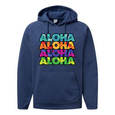 Colorful Tropical Aloha Hawaiian Hawaii Performance Fleece Hoodie